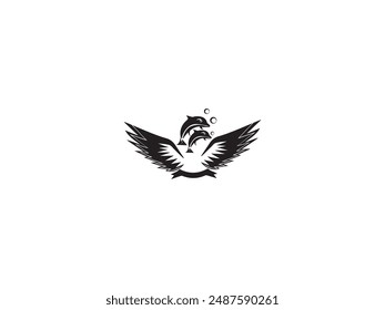 Arte vectorial de diseño de logotipo de delfín

