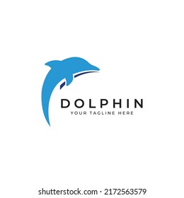 Dolphin-Logo. Delphine springen auf den Wellen des Meeres oder des Strandes.