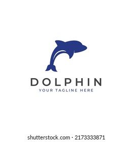 Dolphin logo. Dolphins jump on the waves of the sea or the beach.