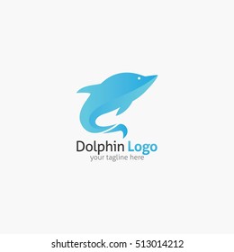 Dolphin logo and emblem design template