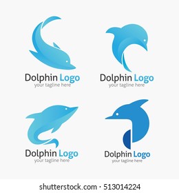 Dolphin logo and emblem design template