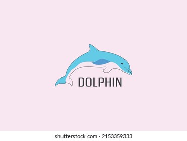 Dolphin logo, emblem for a sports team. dolphin logo vector line art outline colorful