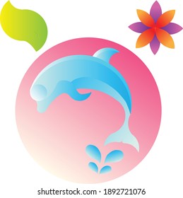 dolphin logo flower leaf design illustrator 