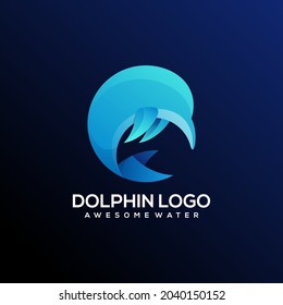 Dolphin Logo Gradient Abstract colorful Illustration