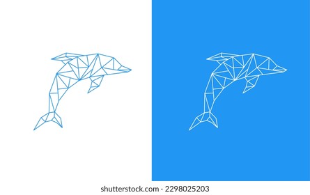 dolphin logo graphic vector illustration with Polygon and lineart geometric design style