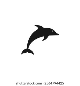 Dolphin Logo Icon: Aquatic Mammal Vector Silhouette, Ocean Leap. Dolphin Illustration, Playful Marine Creatures, Dive into Delighting Swimming. Sea Life Symbol, Coastal Design, Ocean Wildlife Artistry