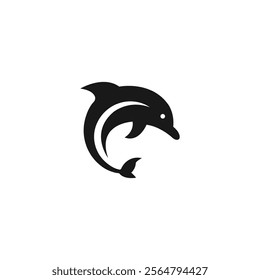 Dolphin Logo Icon: Aquatic Mammal Vector Silhouette, Ocean Leap. Dolphin Illustration, Playful Marine Creatures, Dive into Delighting Swimming. Sea Life Symbol, Coastal Design, Ocean Wildlife Artistry