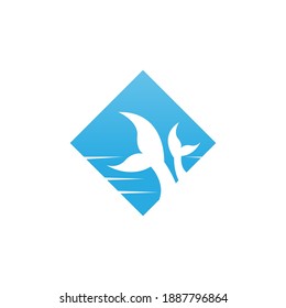 Icono de logotipo delfín diseño concepto de ilustración de vector