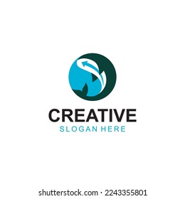 Concepto vectorial de diseño de icono de logo para delfines
