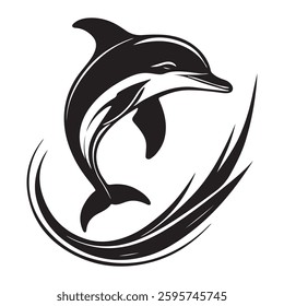 dolphin logo icon silhouette vector on white background