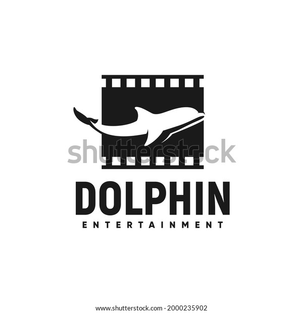 Dolphin logo inspiration, film strip, animal,\
cinema, unique