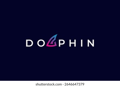 Dolphin Logo, Letter L with Fin icon combination in text Dolphin typography logo, vector illustration