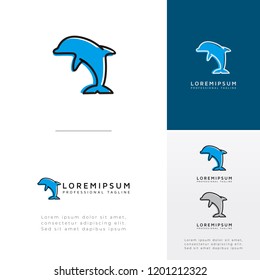 Dolphin Logo, Minimalist line dolphin icon