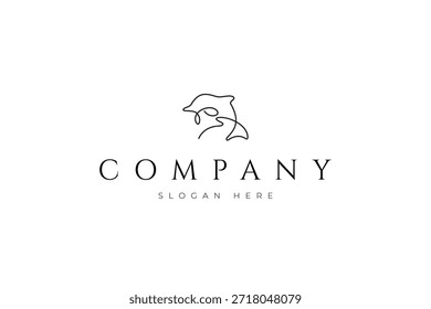 Logotipo de delfín con estilo de diseño lineal minimalista
