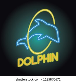 Dolphin Logo Neon Sign Effect Vector Stock Vector (Royalty Free
