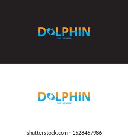 dolphin logo on black and white background