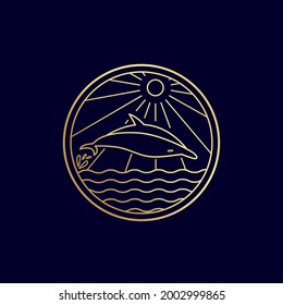 dolphin logo sea icon logo, line art style design