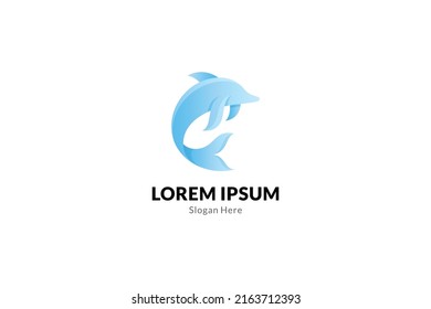 dolphin logo. simple, literal, cheerful, young, organic 3d design style. good as dolphin conservation, dolphin show, and mascot, tourism destination.