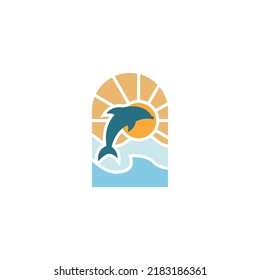 Dolphin logo stained glass vector template