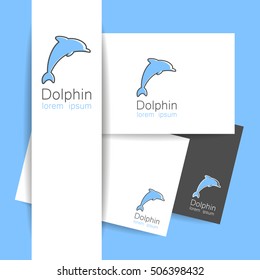 Dolphin logo. Template concept blue logo animal for company and business. Identity design. Vector illustration.