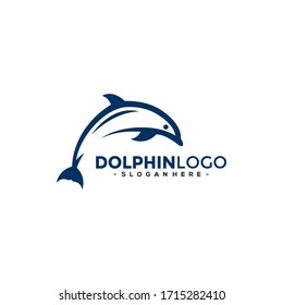 Dolphin Logo Template Vector. Dolphin jumping logo design concept.