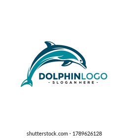 Dolphin Logo Template Vector. Dolphin jumping logo design concept.