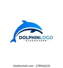 Dolphin Logo Template Vector. Dolphin jumping logo design concept.