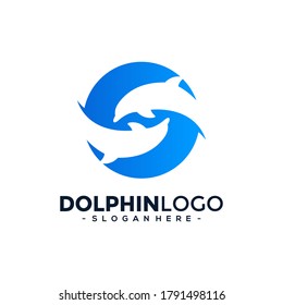 Dolphin Logo Template Vector. Dolphin jumping logo design concept.