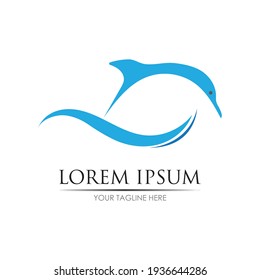 Dolphin Logo Template Vector. Dolphin jumping logo design concept.