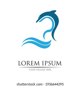 Dolphin Logo Template Vector. Dolphin jumping logo design concept.