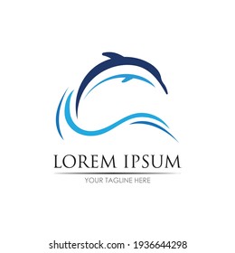 Dolphin Logo Template Vector. Dolphin jumping logo design concept.