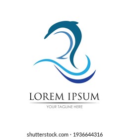 Dolphin Logo Template Vector. Dolphin jumping logo design concept.