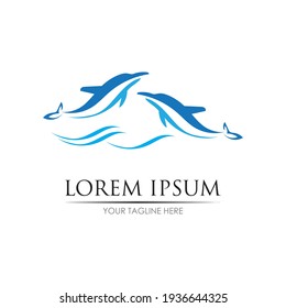 Dolphin Logo Template Vector. Dolphin jumping logo design concept.