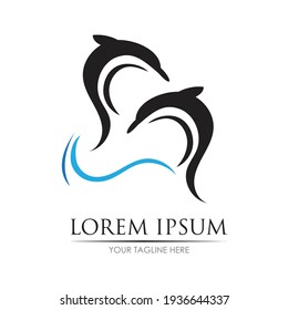 Dolphin Logo Template Vector. Dolphin jumping logo design concept.