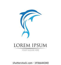 Dolphin Logo Template Vector. Dolphin jumping logo design concept.