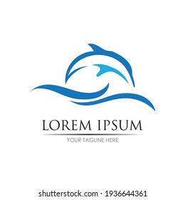 Dolphin Logo Template Vector. Dolphin jumping logo design concept.