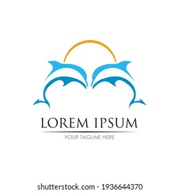 Dolphin Logo Template Vector. Dolphin jumping logo design concept.