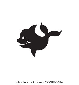 Dolphin Logo Template Vector. Dolphin jumping logo design concept, Dolphin logo mascot vector illustration
