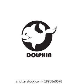 Dolphin Logo Template Vector. Dolphin jumping logo design concept, Dolphin logo mascot vector illustration
