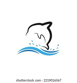 Dolphin Logo Template Vector. Dolphin jumping logo design concept.