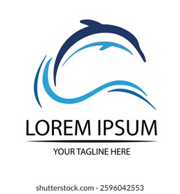Dolphin Logo Template Vector. Dolphin jumping logo design concept
