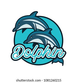 dolphin logo with text space for your slogan / tag line, vector illustration