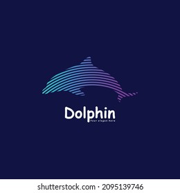 Dolphin logo with a unique and interesting line concept. logo colorful design