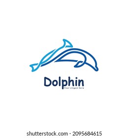 Logo delfín con un concepto de línea único e interesante.