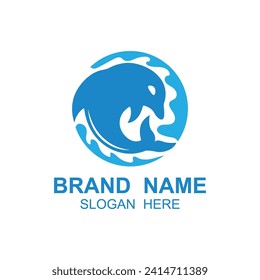 Dolphin logo vector with jumping position .This logo is suitable for travel company, diving or water adventure.