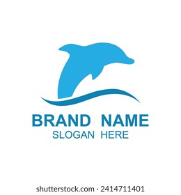 Dolphin logo vector with jumping position .This logo is suitable for travel company, diving or water adventure.