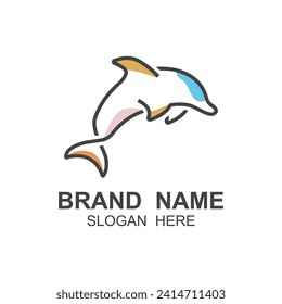 Dolphin logo vector with jumping position .This logo is suitable for travel company, diving or water adventure.