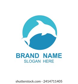 Dolphin logo vector with jumping position .This logo is suitable for travel company, diving or water adventure.