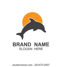 Dolphin logo vector with jumping position .This logo is suitable for travel company, diving or water adventure.