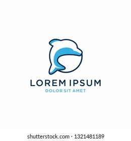 dolphin logo vector line art outline colorful